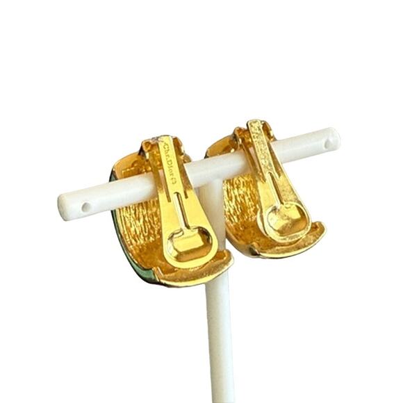 Christian Dior Vintage crystal large enamel gold plated earrings*RARE Gorgeous! - Picture 5 of 6